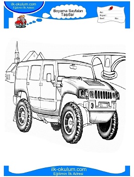 Çocuklar İçin Hummer Boyama Sayfaları 